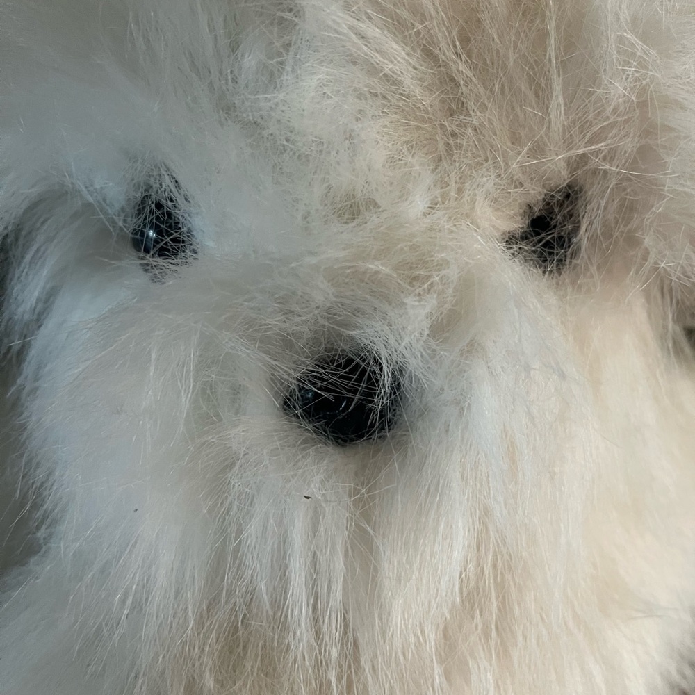 Fluffy White and Gray Plush Dog - Picture 2 of 5